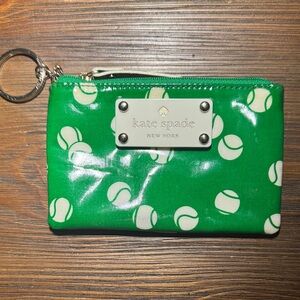 Kate Spade Green Tennis Print Keychain Pouch